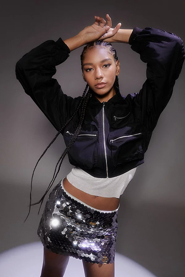 UO Jodie Cropped Bomber Jacket | Urban Outfitters (US and RoW)