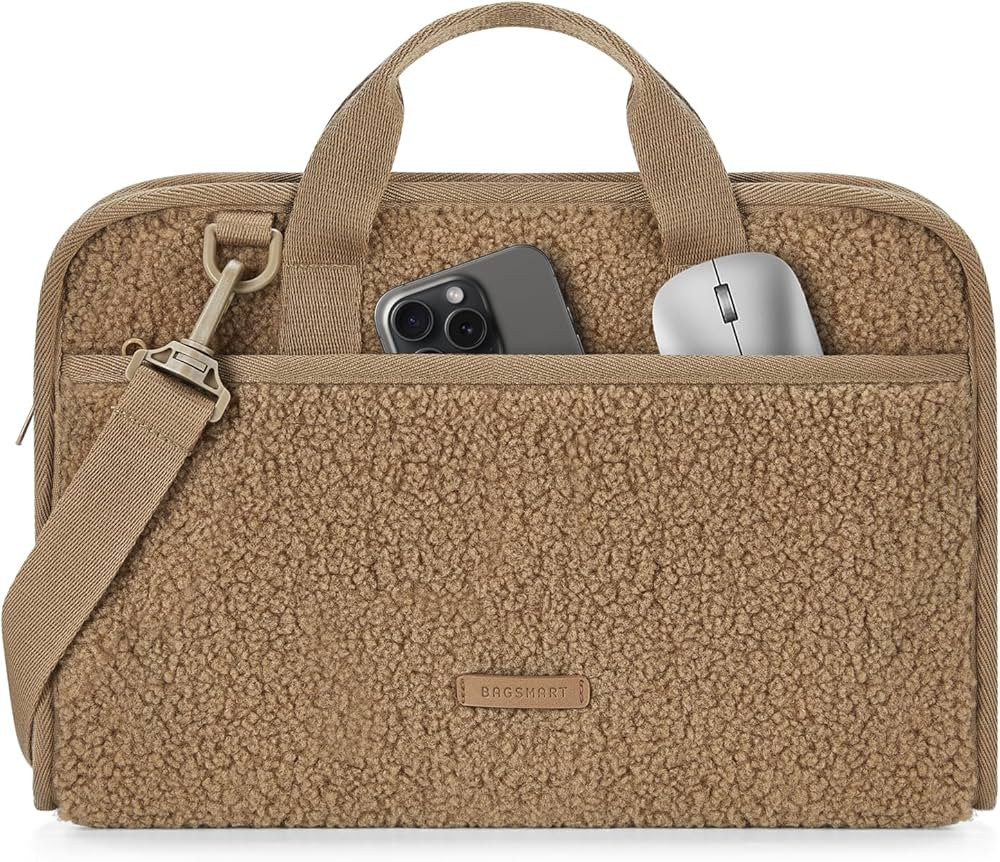 BAGSMART 15-16 Inch Laptop Sleeve Case, Lightweight Protective Lambwool Laptop Bag with Shoulder ... | Amazon (US)