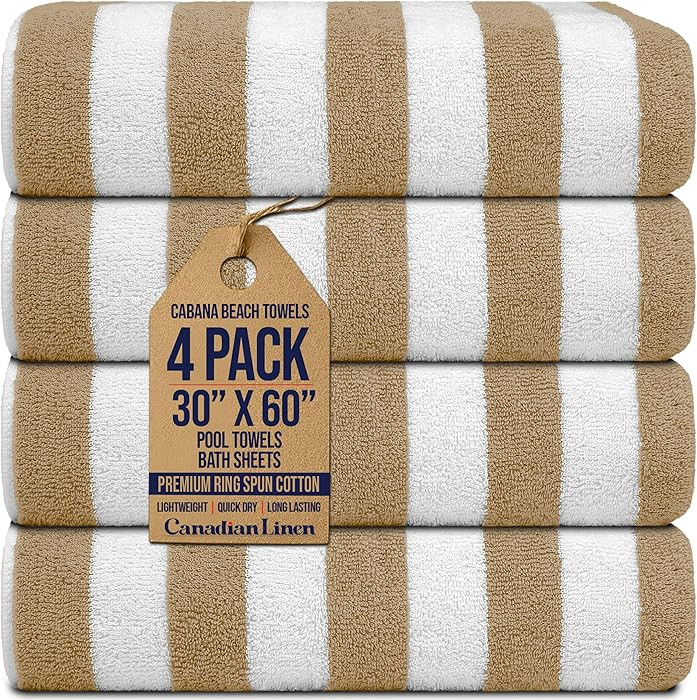Canadian Linen Cabana Beach Towels Set, 4 Pack 30\u201dx60\u201d Oversized Lightweight Quick Dry ... | Amazon (CA)