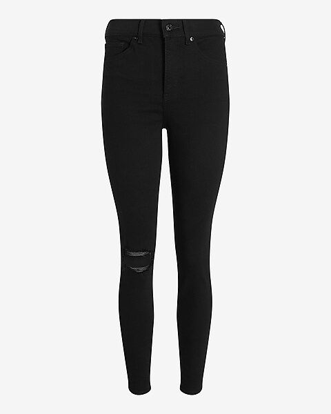 High Waisted Black Ripped Skinny Jeans | Express