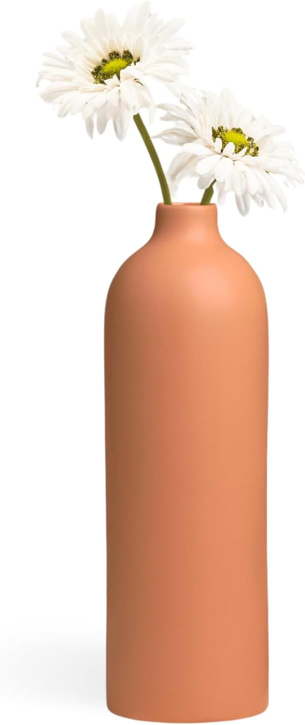 Torre & Tagus Komi 11" Tall Terracotta Ceramic Vase for Flowers, Narrow Bottle Vase Design for Pa... | Amazon (US)