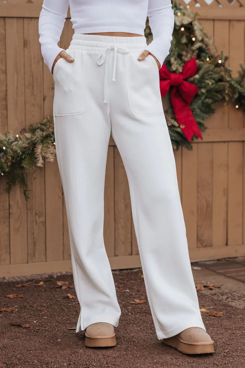 Ivory French Terry Straight Leg Pants | Magnolia Boutique