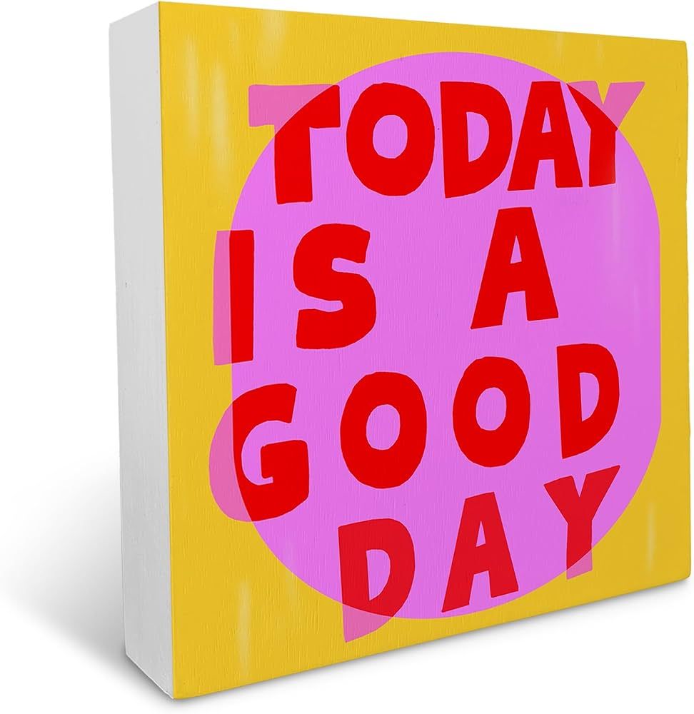 Retro 70s Hot Pink Today is a Good Day Positive Affirmations Wood Box Sign Rustic Farmhouse Style... | Amazon (US)