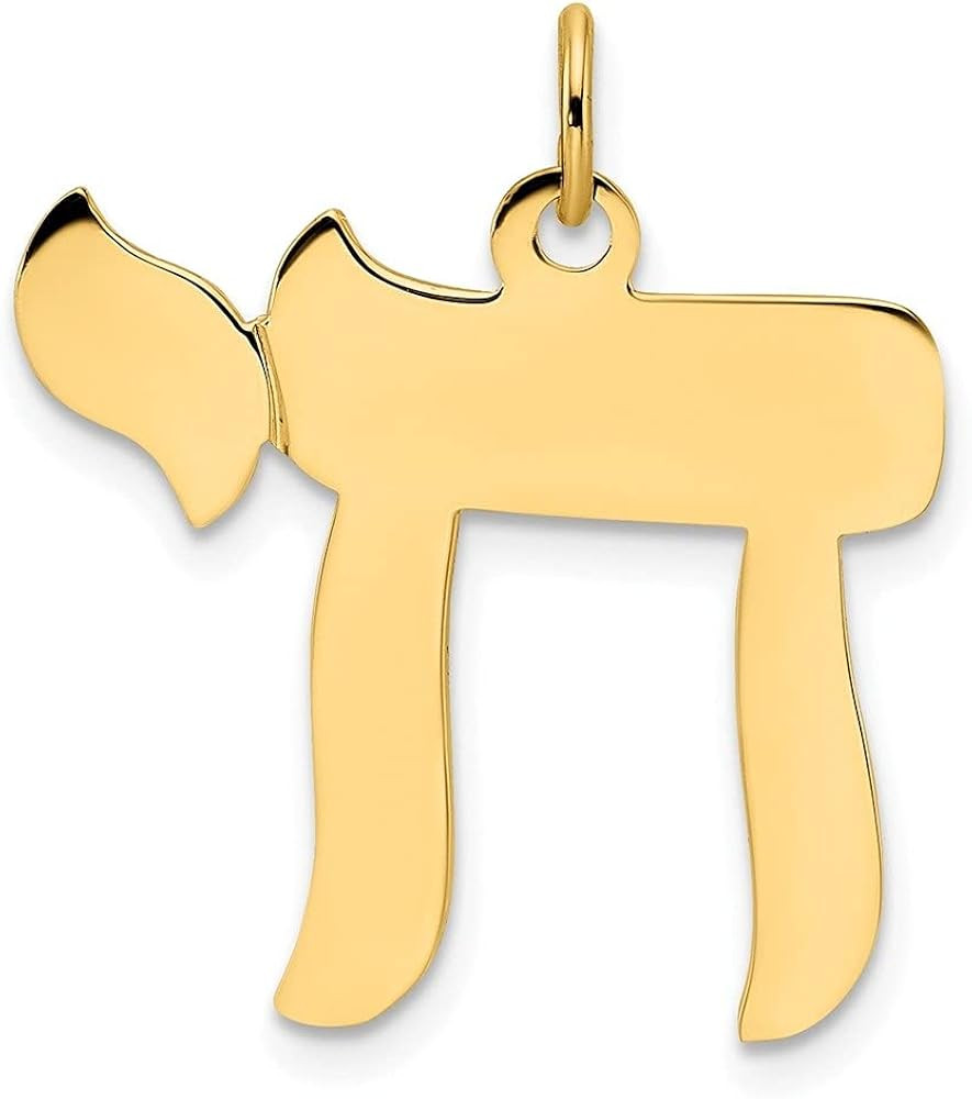14k Yellow Gold Solid Chai Symbol Pendant (L-24mm, W-22.17mm) Gift for Women | Amazon (US)