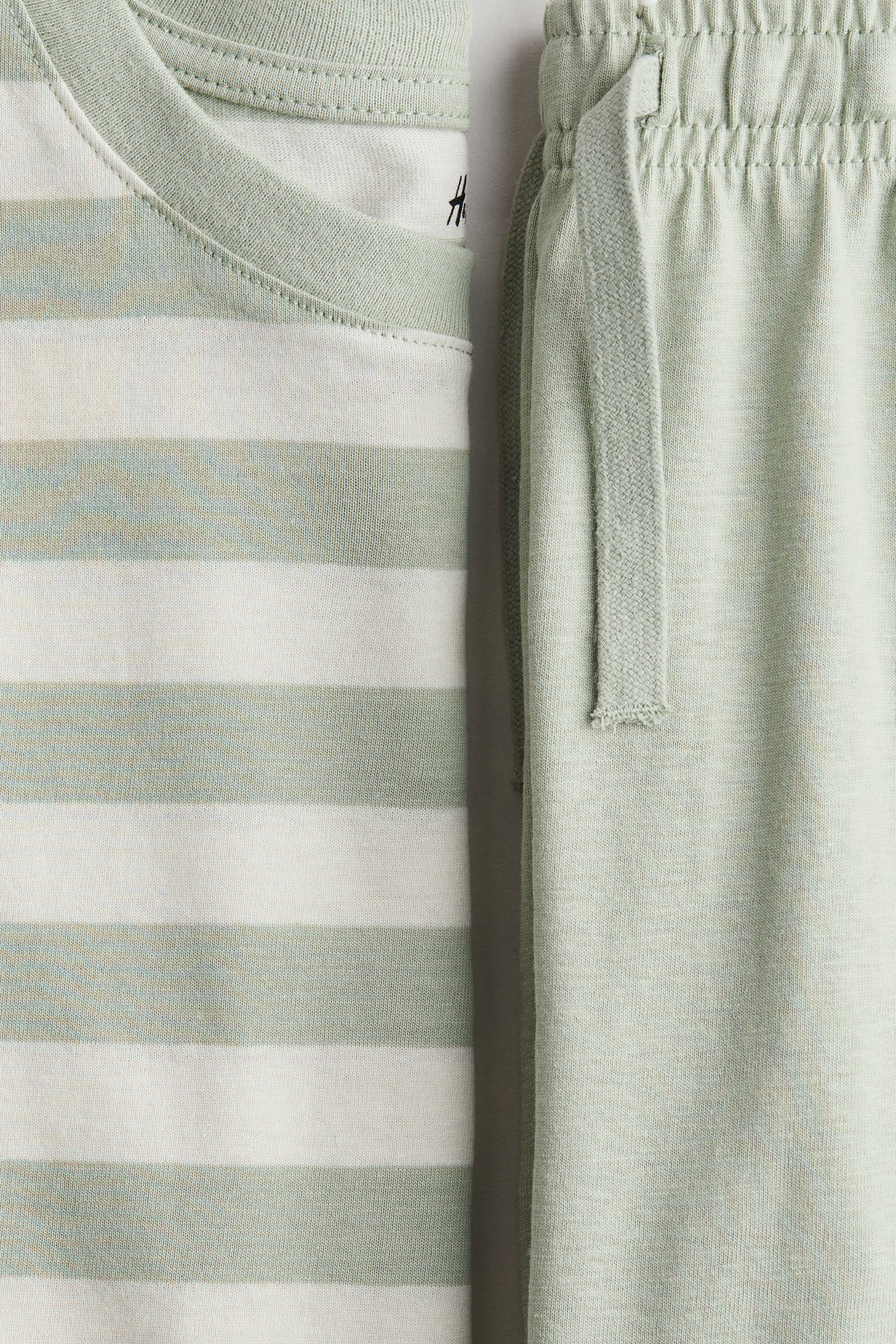2-piece Cotton Jersey Set - Light green/striped - Kids | H&M US | H&M (US + CA)