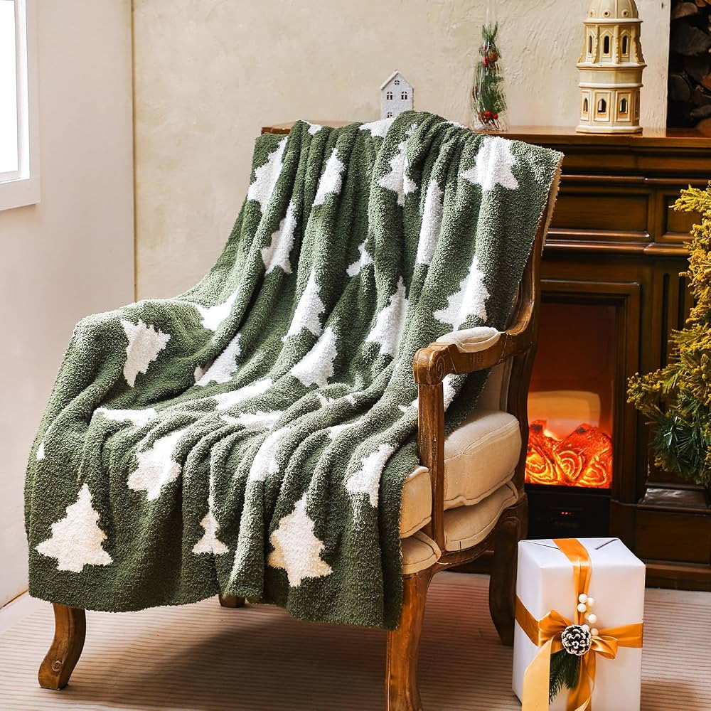 50 x 60 Inch Christmas Tree Throw Blanket Microfiber Blanket Green Xmas Tree Throw Blanket Cute T... | Amazon (US)