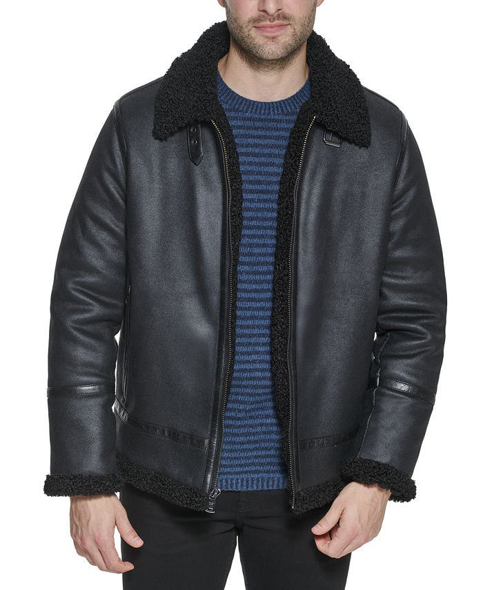 Calvin Klein Men's Classic Faux Shearling B-3 Bomber Jacket & Reviews - Coats & Jackets - Men - M... | Macys (US)