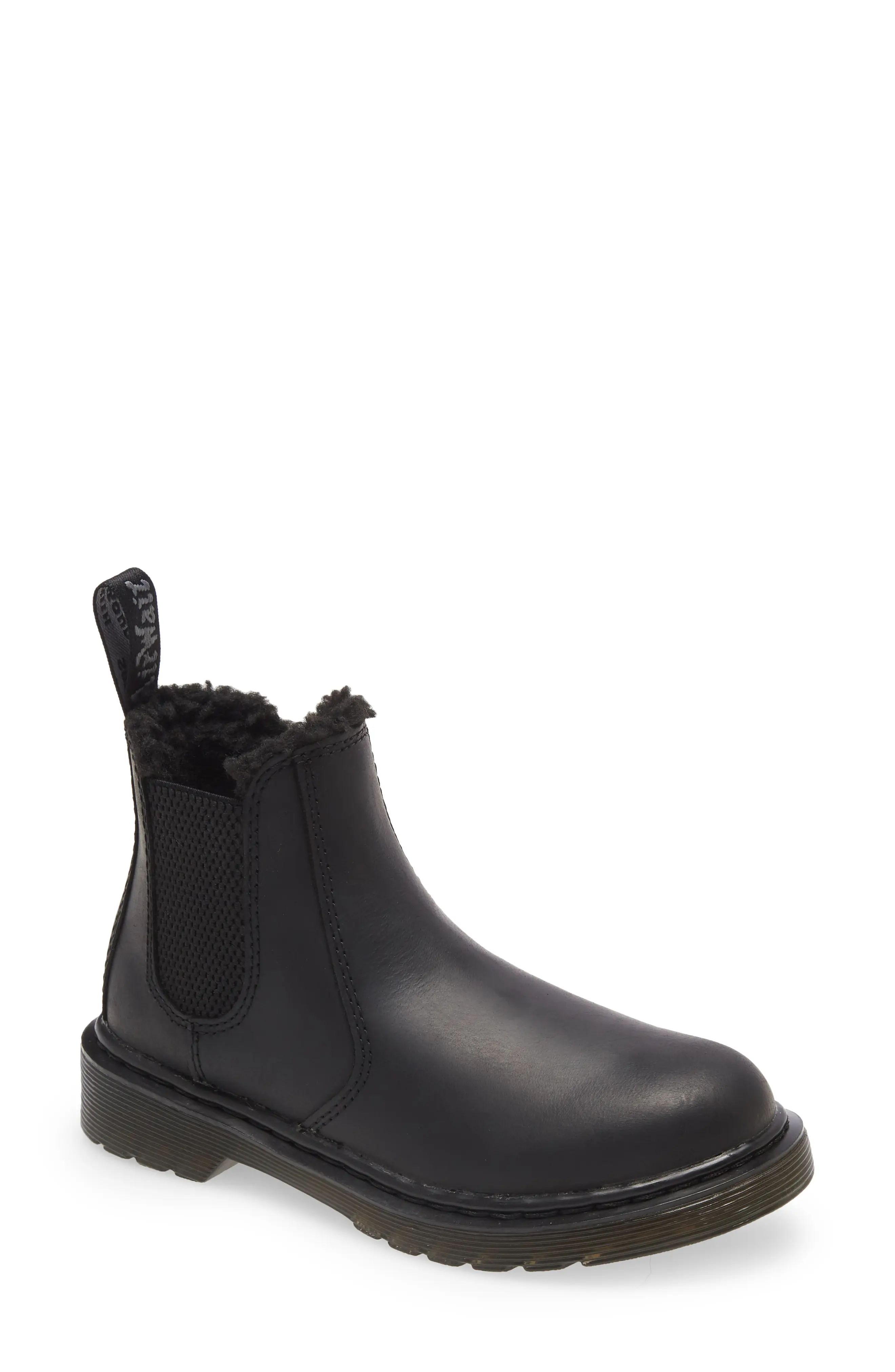 Dr. Martens 2976 Leonore Mono Faux Fur Lined Chelsea Boot, Size 13Us in Black at Nordstrom | Nordstrom