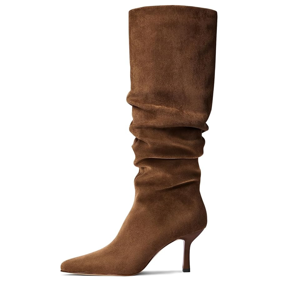 Lumeheel Knee High Boots for Women - Suede Ruched Women's Tall Boots with Pointed Toe Kitten Heel... | Amazon (US)