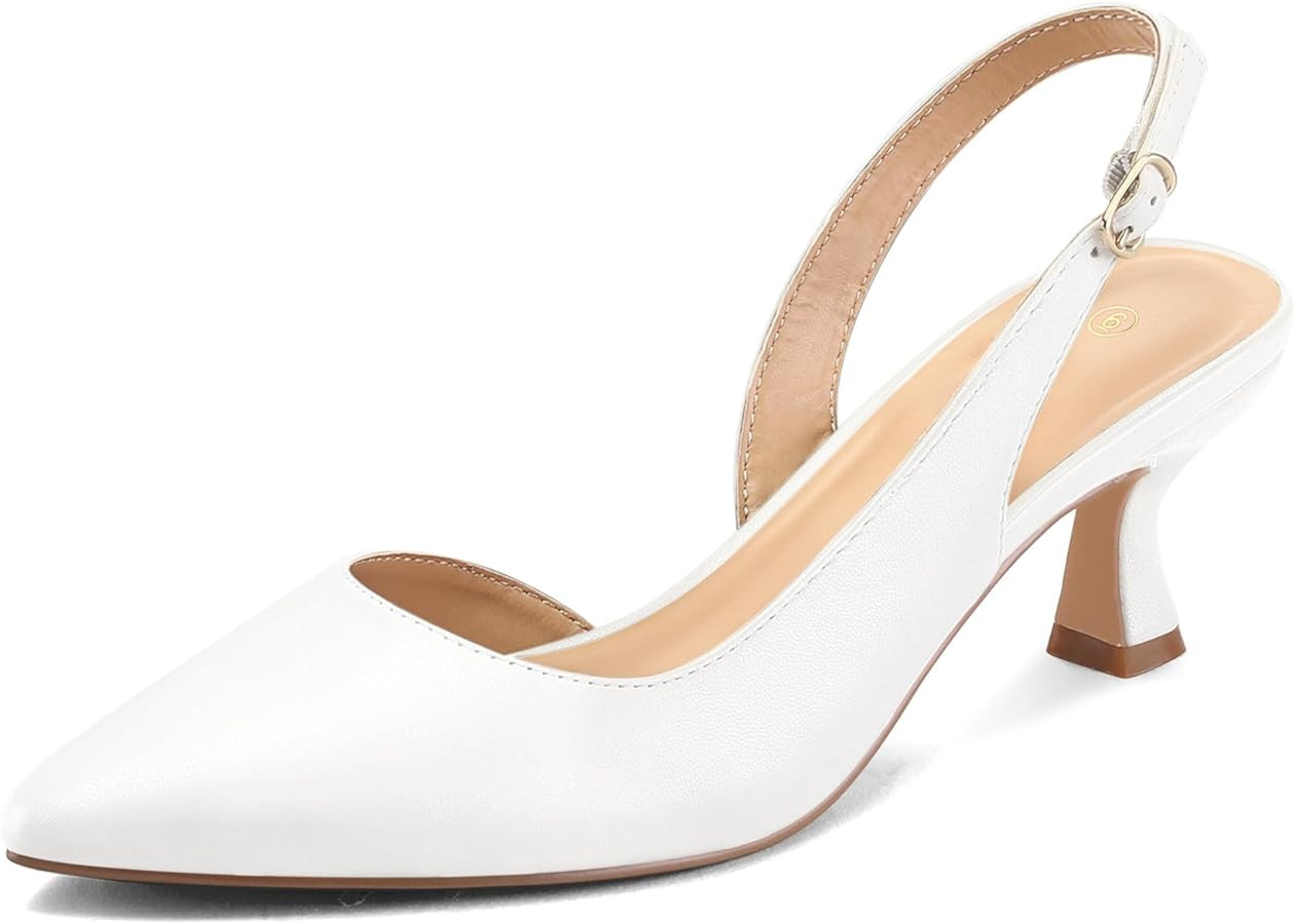 mysoft Women's Pumps Slingback Kitten Heels Pointed Toe Sexy Wedding Party Dress Pump Shoes | Amazon (US)