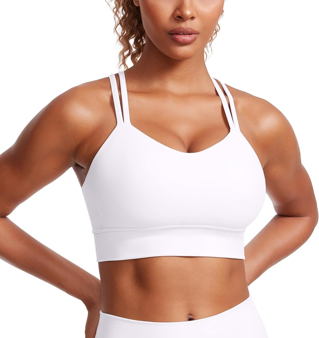 CRZ YOGA Womens Butterluxe Strappy Longline Sports Bra - Molded Cup Double Spaghetti Strap Workou... | Amazon (US)