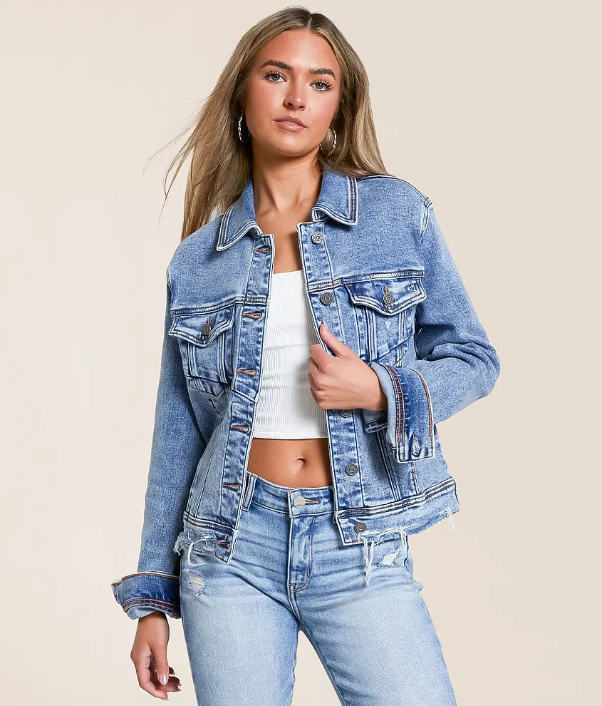 Washed Denim Stretch Jacket | Buckle