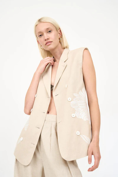 Ping Vest - Khaki Embroidery | Christy Lynn