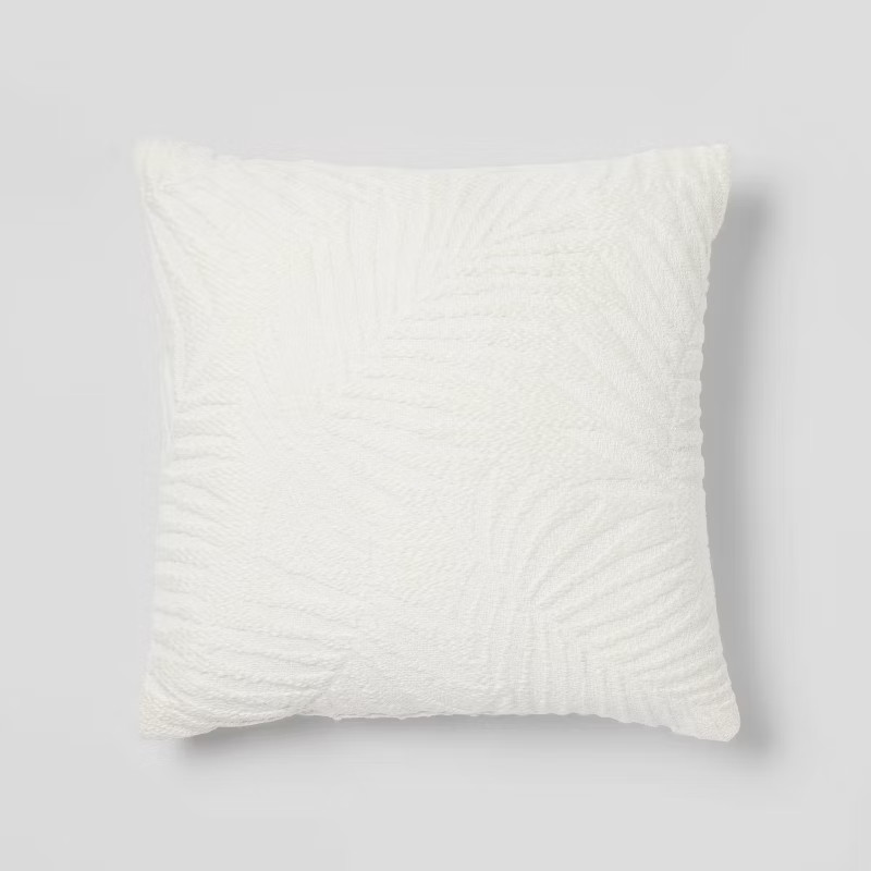 Woven Cotton Palm Square Throw Pillow Ivory - Threshold™ | Target