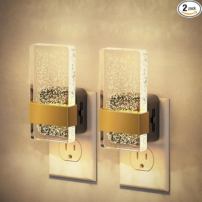 JandCase Night Lights Plug into Wall, Dusk to Dawn Sensor, 3000K Soft White LED, Acrylic Bubble D... | Amazon (US)