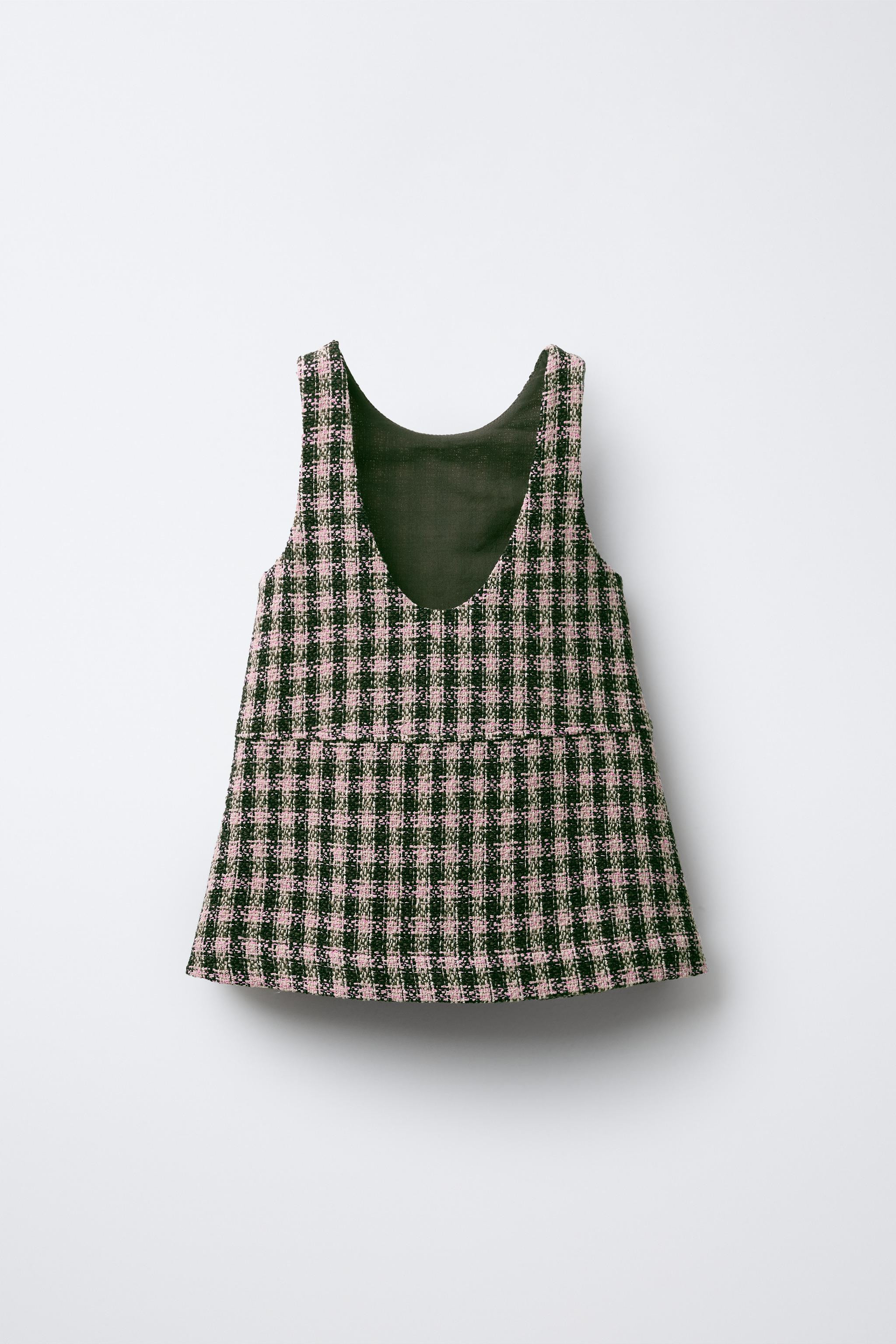 PLAID VELVET BOW PINAFORE DRESS | Zara Canada