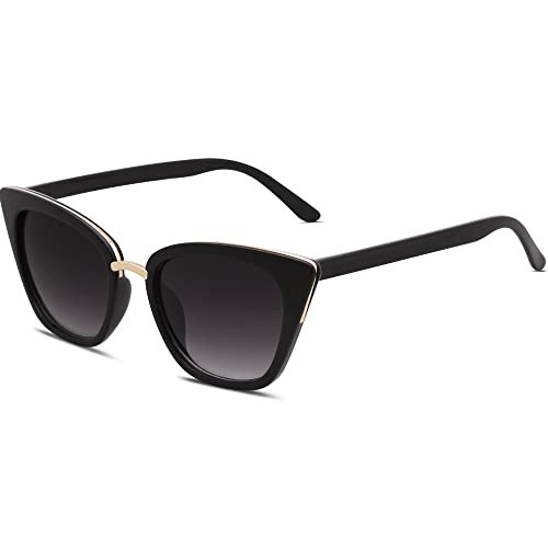SOJOS Cat Eye Designer Sunglasses Fashion UV400 Protection Glasses SJ2052 with Black Frame/Gradient Grey Lens | Amazon (US)