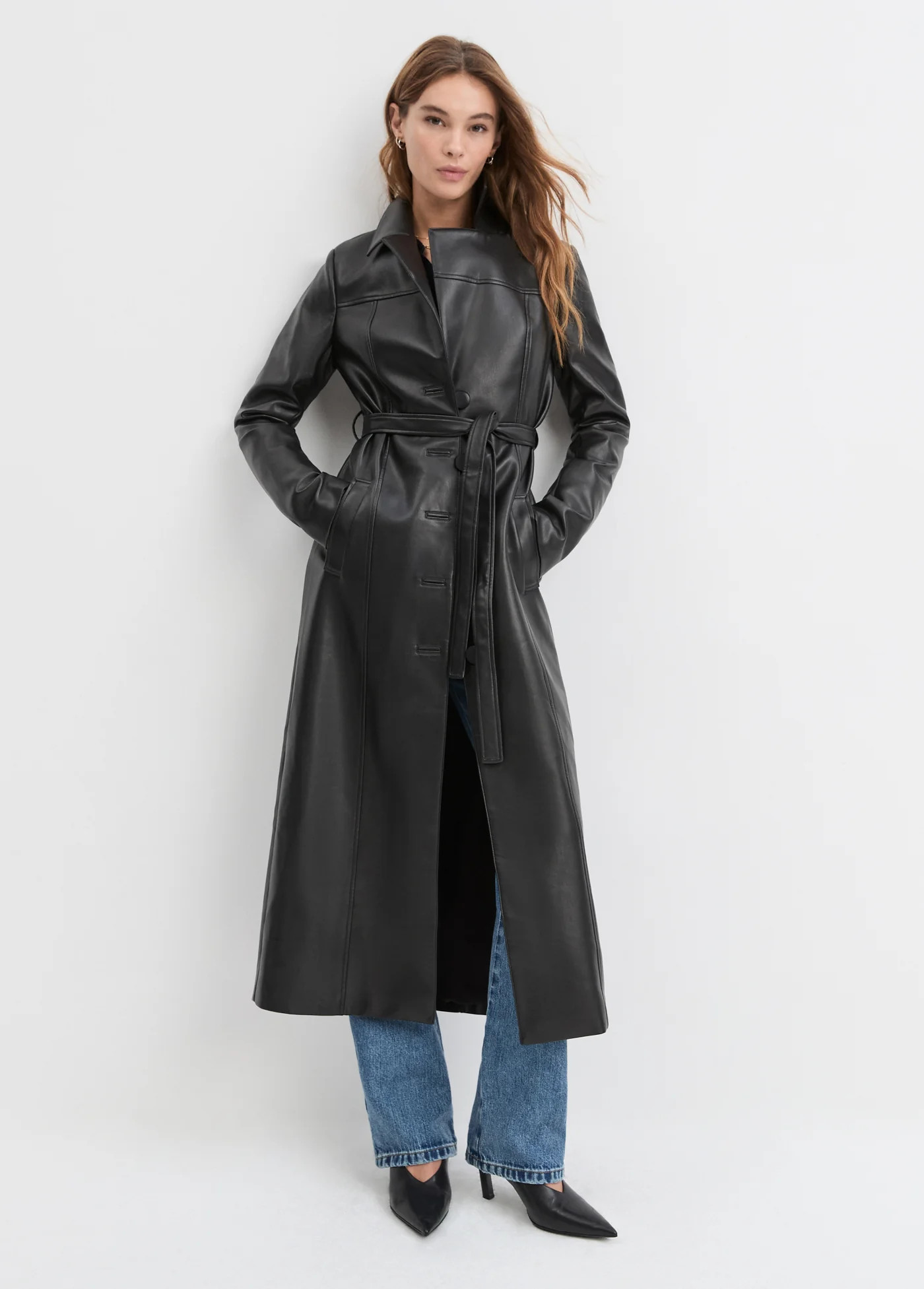 VEGAN LEATHER BELTED COAT | Favorite Daughter
