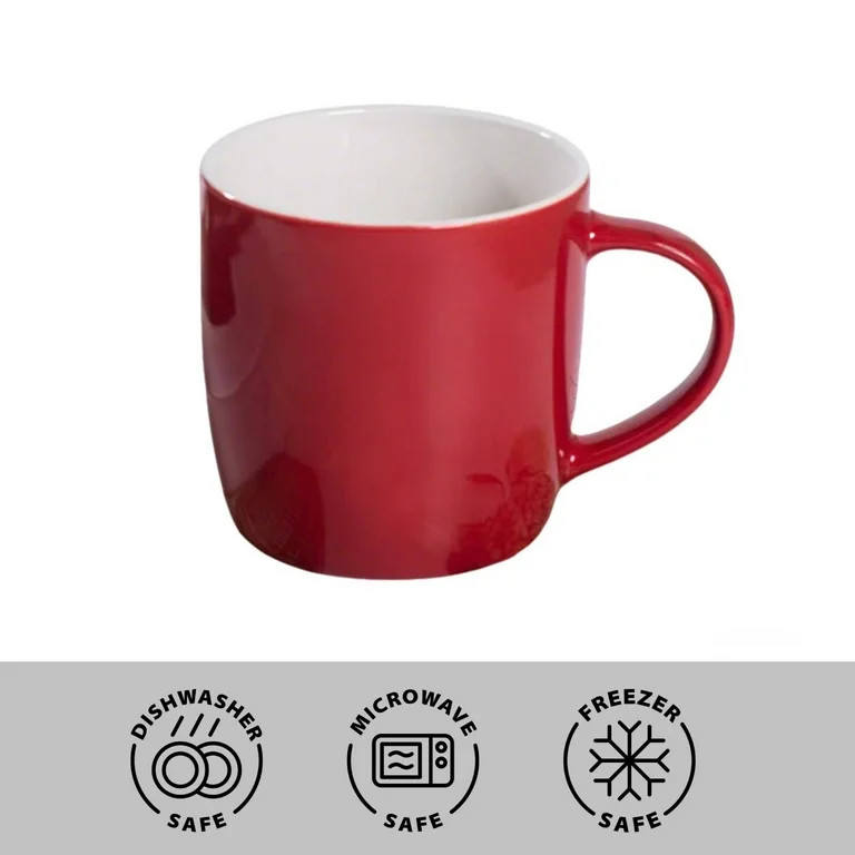 Red Coffee Mugs, Durable Ceramic, 11oz, Dishwasher & Microwave Safe | Walmart (US)