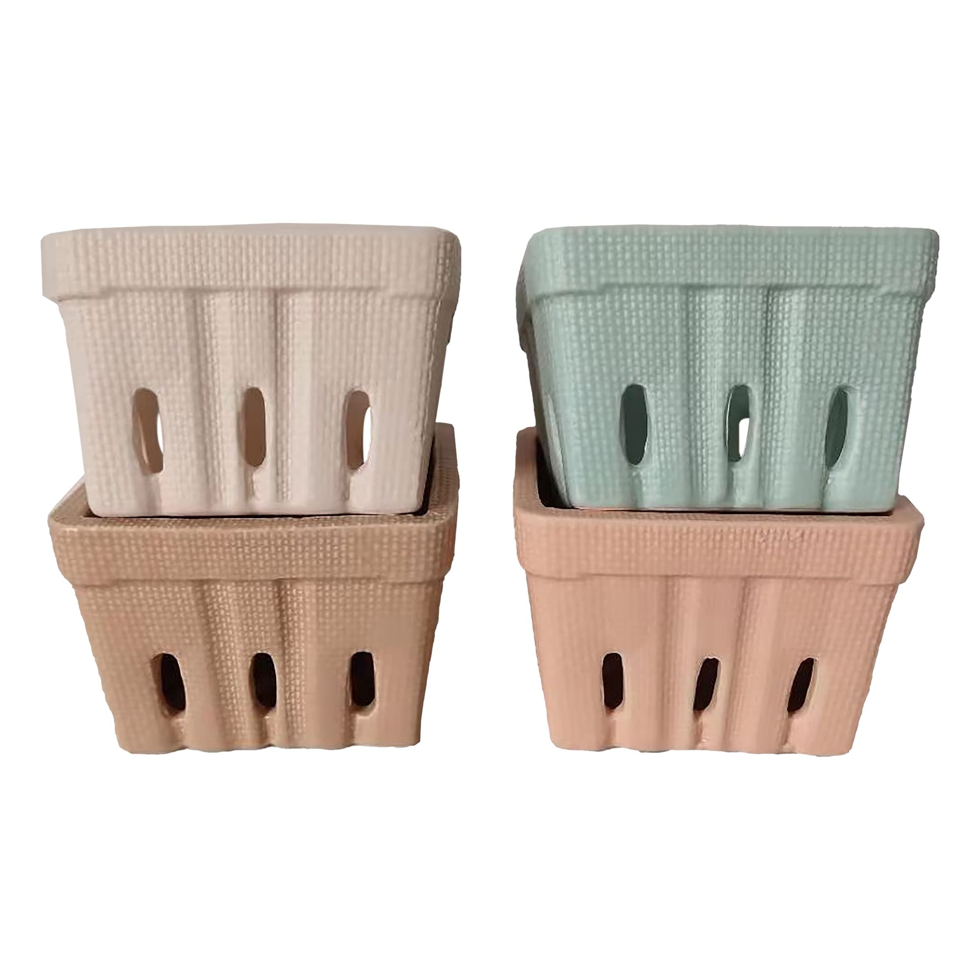 First of a Kind Stoneware Berry Baskets - Set of 4 Berry Containers Bowl - Multicolor - 4.25 Inch Sq | Amazon (US)