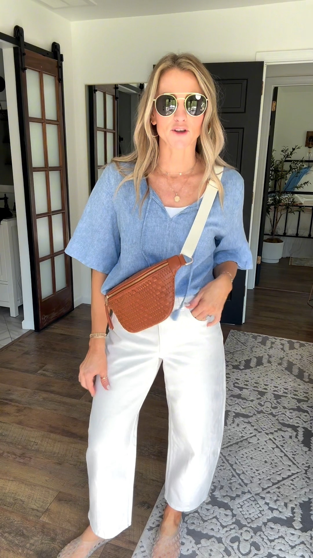 Target strikes again! These white high rise easy barrel jeans are 10/10. LENGTH OPTIONS!!! I’ll be wearing all summer long! 
5’7”/140 Size 6 regular length 
Medium in blue top
Medium in white tank
Jellies tts 
Brown textured cross body bag! So cute
Favorite Amazon sun shades🕶️

#LTKWorkwear #LTKootd #LTKgrwm