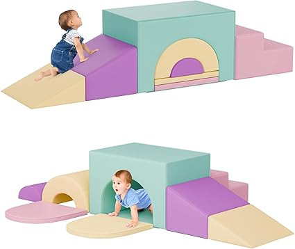 TOLEAD Soft Foam Climbing Blocks Set – Large 5-in-1 Soft Play Toys Crawling & Sliding Climbing ... | Amazon (US)