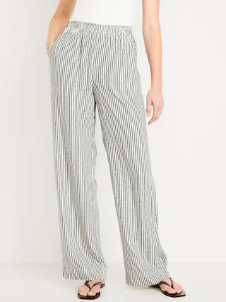 High-Waisted Linen-Blend Wide-Leg Pants | Old Navy (US)