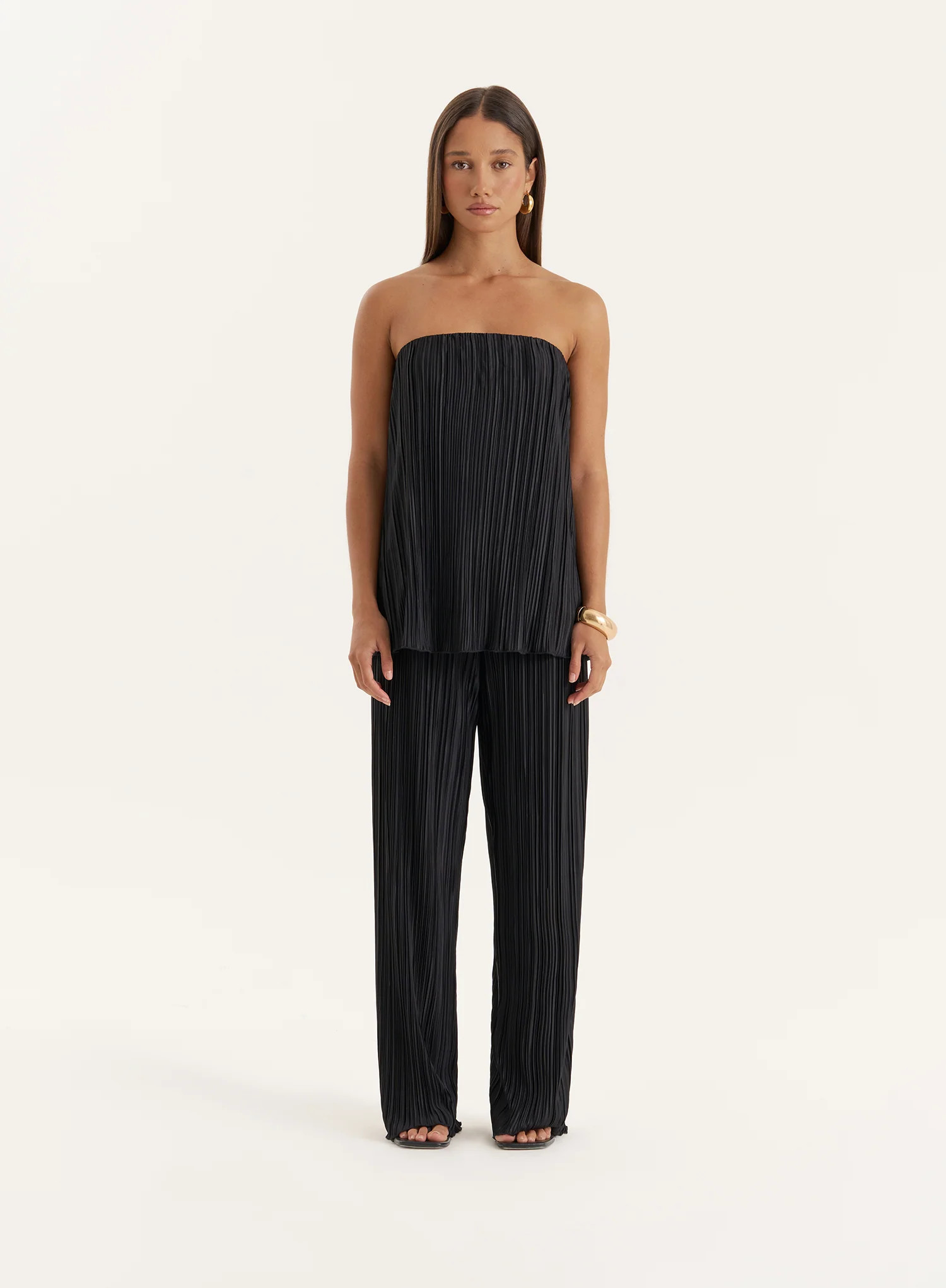 Black Plisse Trouser- Olivia | 4th & Reckless