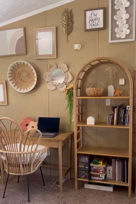 Boho desk & bookshelf - I have absolutely fallen in love with Target’s brands - Threshold & Harth & Hand by Magnolia!! They have the best furniture pieces to complete any boho home!! 

#targethome #bohohome #thresholdtarget #bohobookshelf #bohodesk #flowerchair #bohofurniture 

#LTKhome
