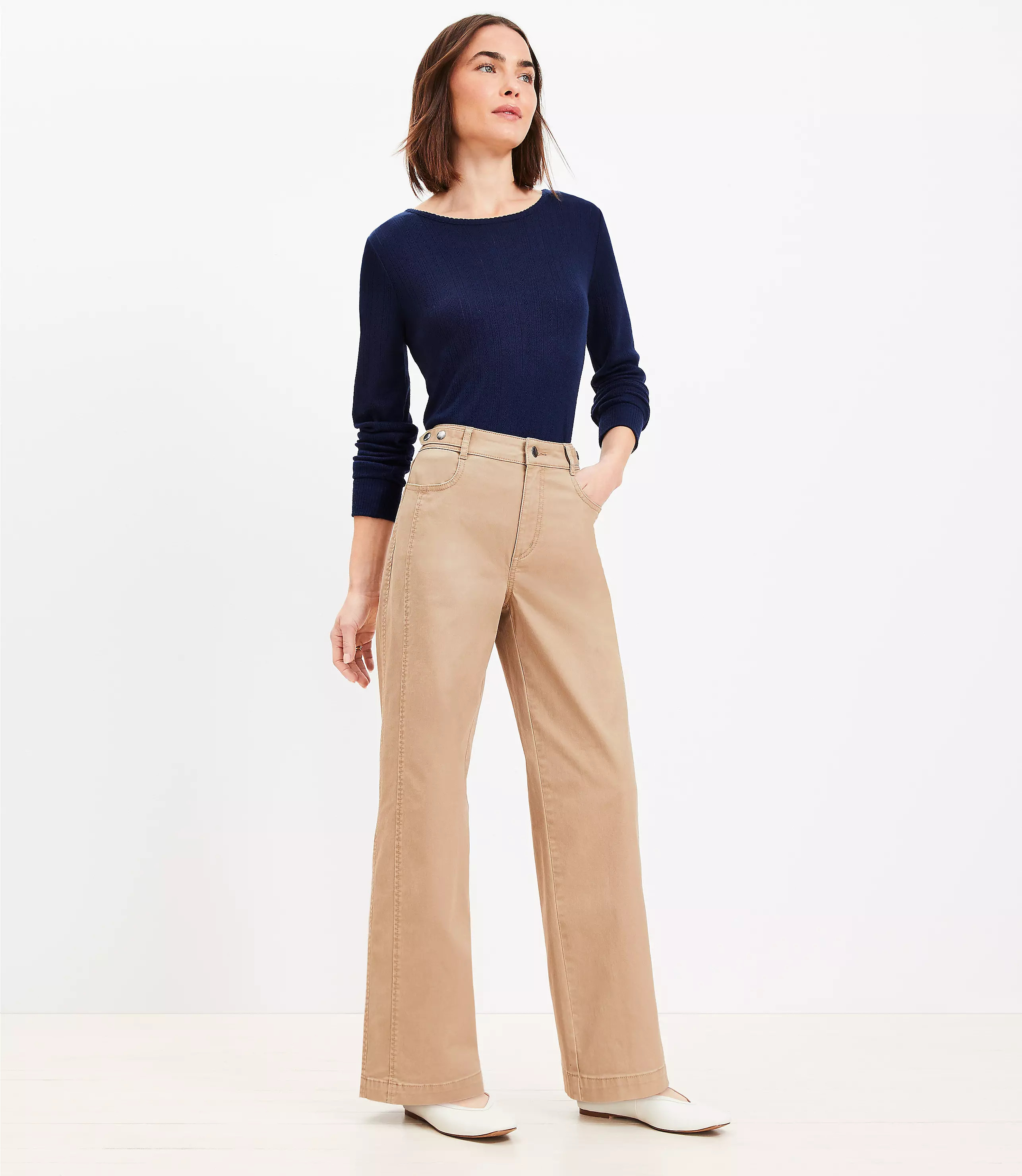 Relaxed Straight Pants in Twill | LOFT