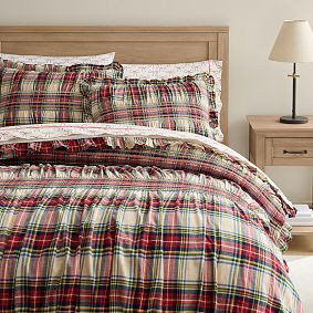 Holiday Plaid Smocked Comforter | Pottery Barn Teen