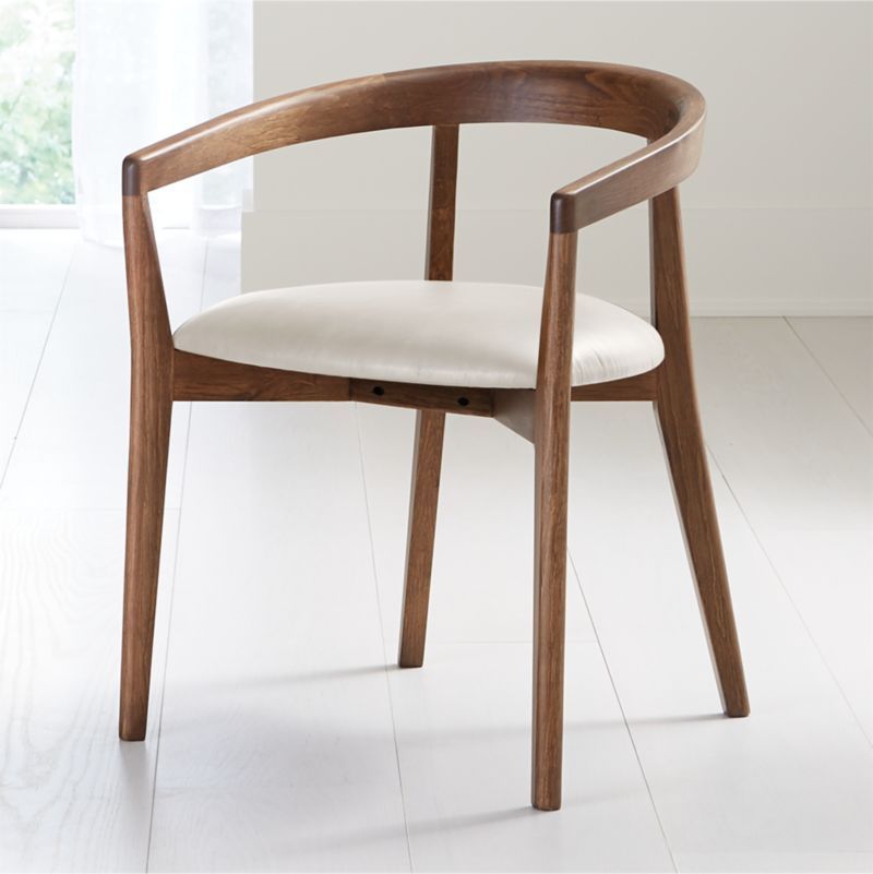 Cullen Shiitake Sand Round Back Dining Chair + Reviews | Crate & Barrel | Crate & Barrel
