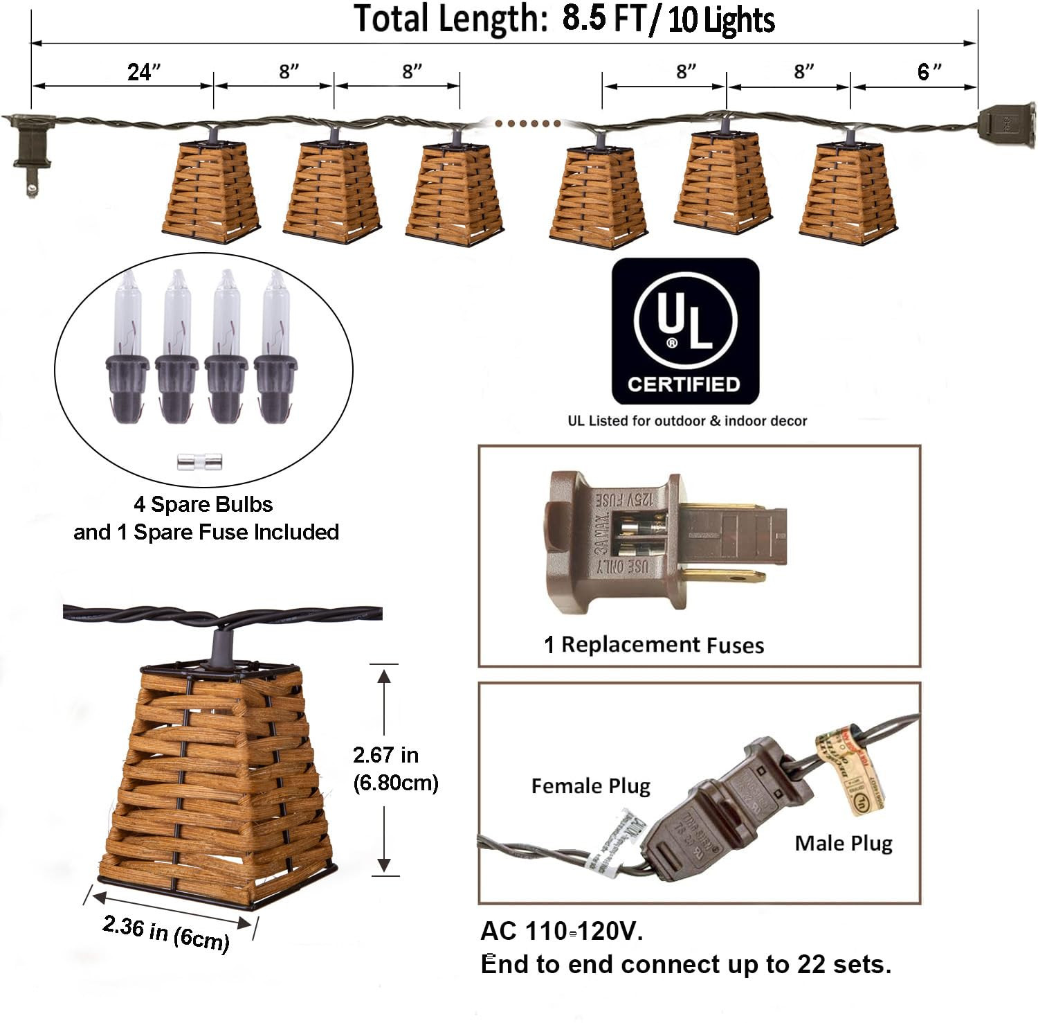 AVAMERY - Outdoor String Lights Waterproof Boho String Lights for Patio Garden Porch Balcony Gaze... | Amazon (CA)