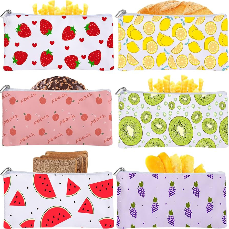 Chumia 6 Pack Reusable Snack Bags for Kids, Washable Sandwich & Food Storage Pouches, Dual-layer ... | Amazon (US)