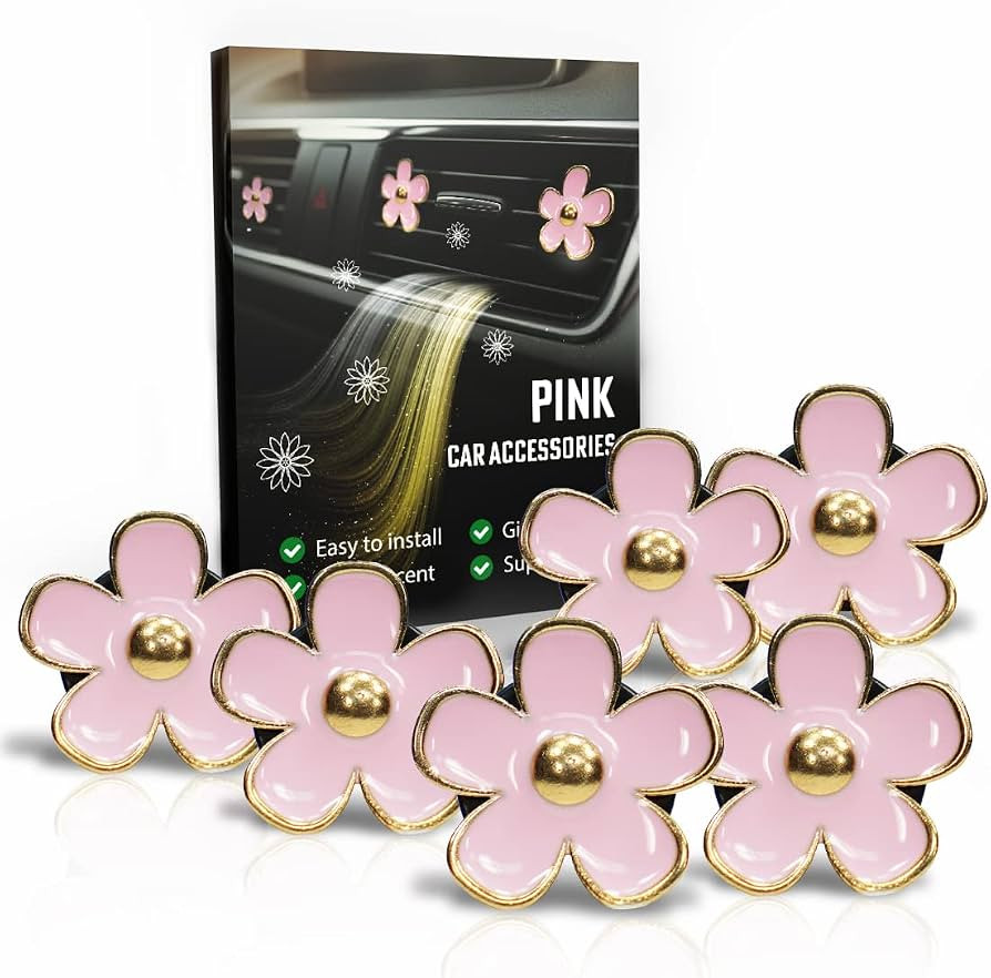 6 Pieces Daisy Car Decoration Flower Air Vent Clip Air Conditioning Outlet Clip Car Air Freshener... | Amazon (US)
