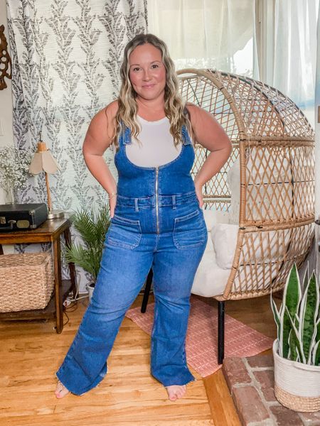 American Eagle denim flare overalls 
Run small i sized up 2 items from my regular AE denim size. 
Did a size 16 short in these and they are great! 
Tank is FP in size M/L


#LTKcurves #LTKstyletip #LTKSeasonal