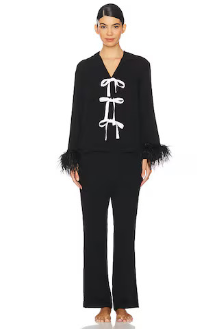 Sleeper Party Pajama Set Bows And Feathers in Black from Revolve.com | Revolve Clothing (Global)