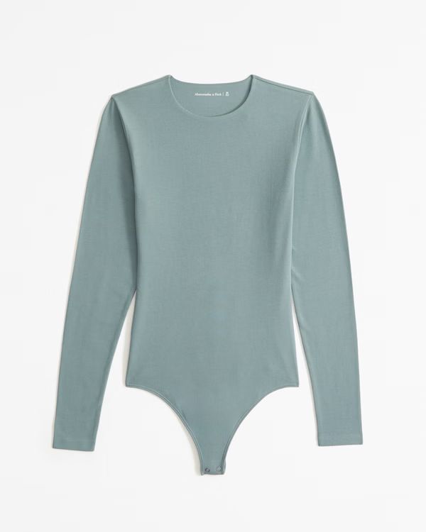 Women's Long-Sleeve Cotton-Blend Seamless Fabric Crew Bodysuit | Women's Tops | Abercrombie.com | Abercrombie & Fitch (US)