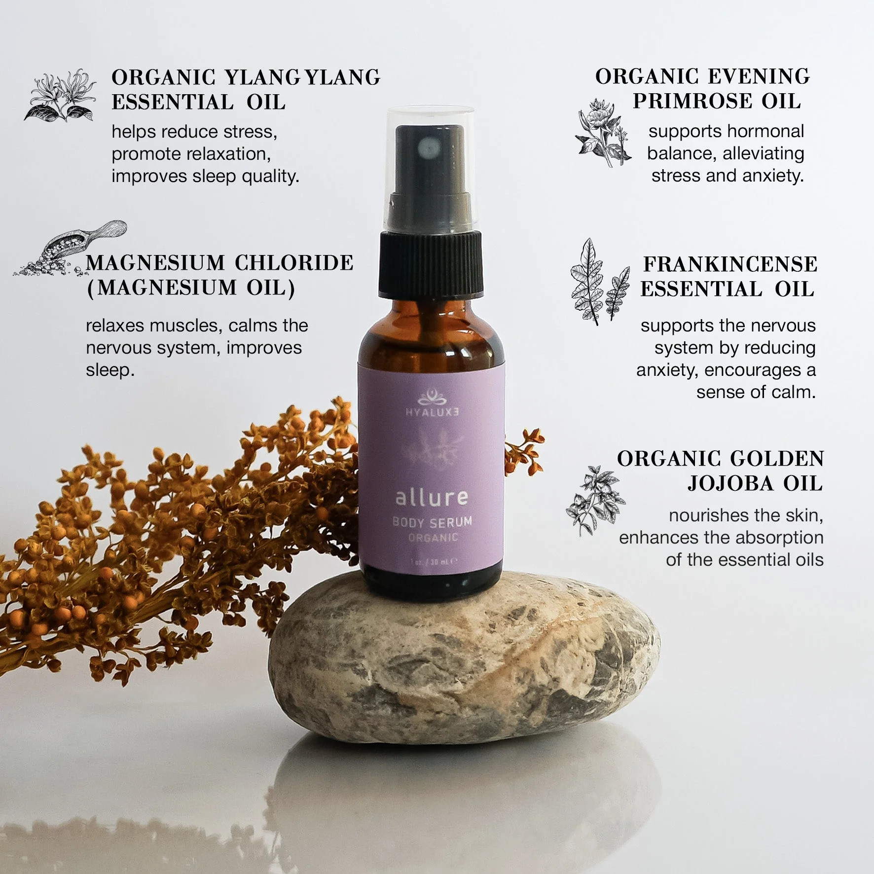 ALLURE: Magnesium Body Spray | Hyaluxe Body