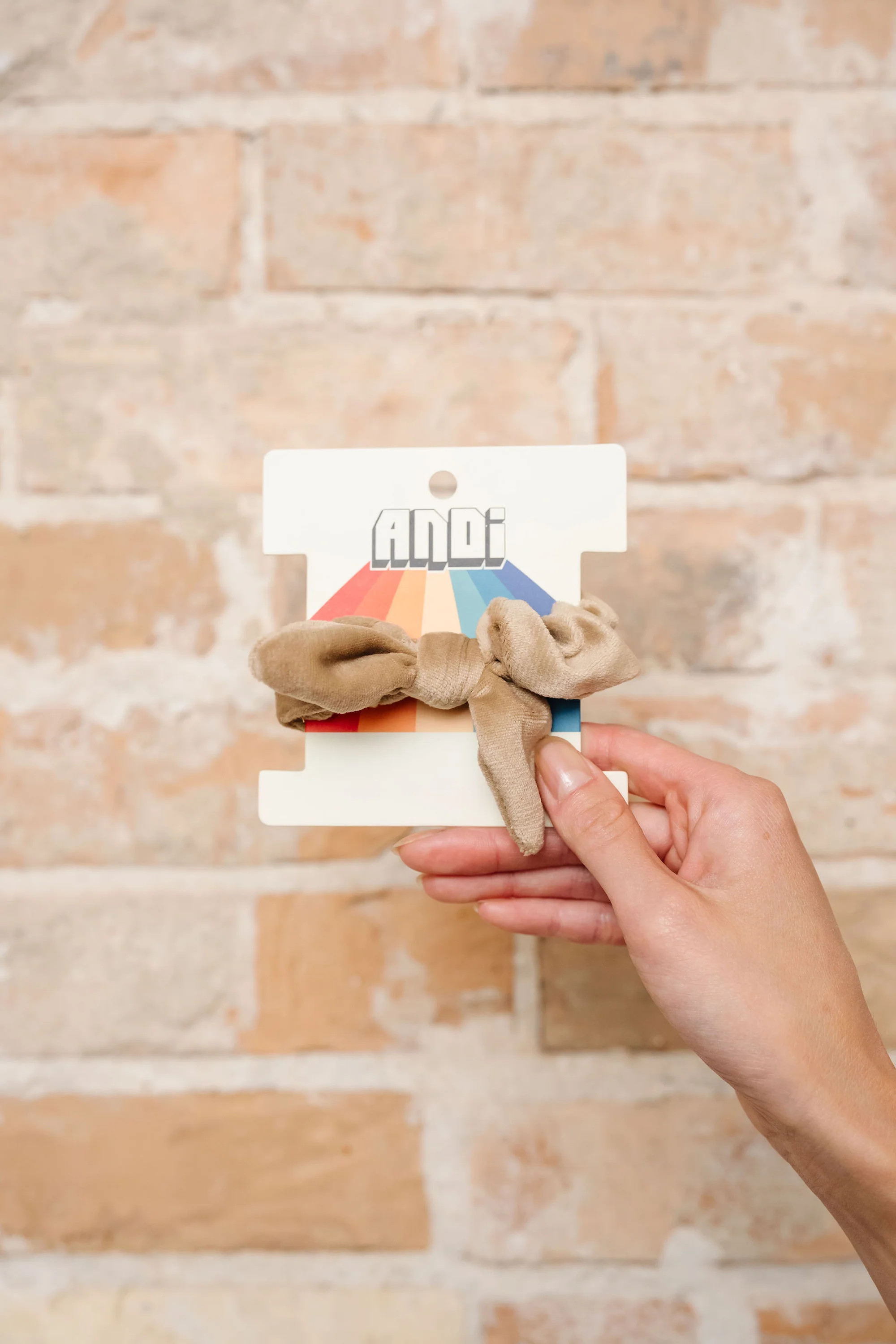 Taupe Velvet Bow Scrunchie | Shop Andi