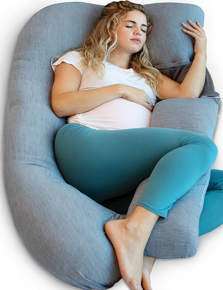 Pharmedoc Pregnancy Pillows, U-Shape Full Body Pillow – Cooling Cover Grey – Pregnancy Pillow... | Amazon (US)