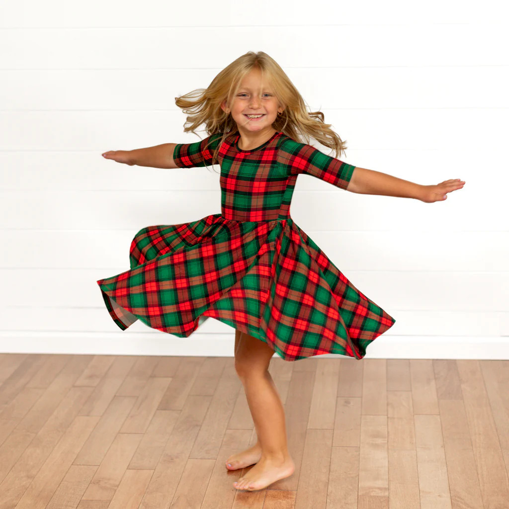 MID SLEEVE TWIRL- Classic Tartan | millie + roo