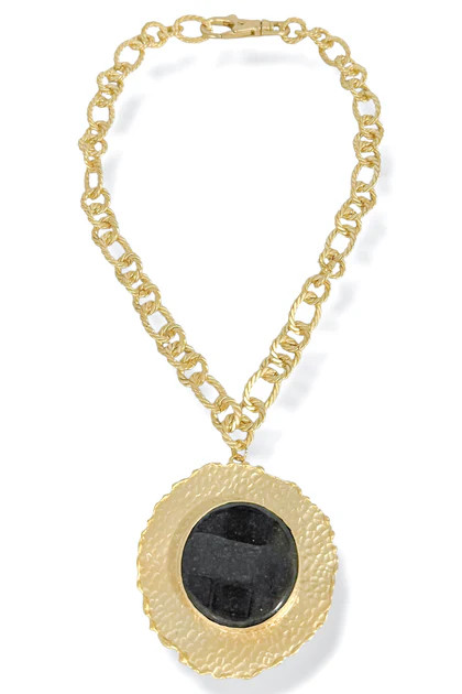 Virtue The Suzanne Black Gemstone Disc Necklace | The Willow Tree