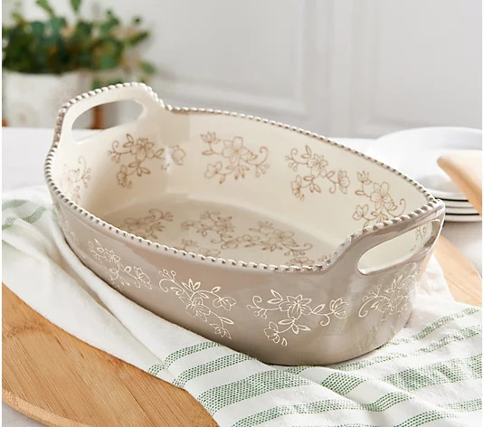 Temp-tations Floral Lace 3-qt Upswept Baker - QVC.com | QVC