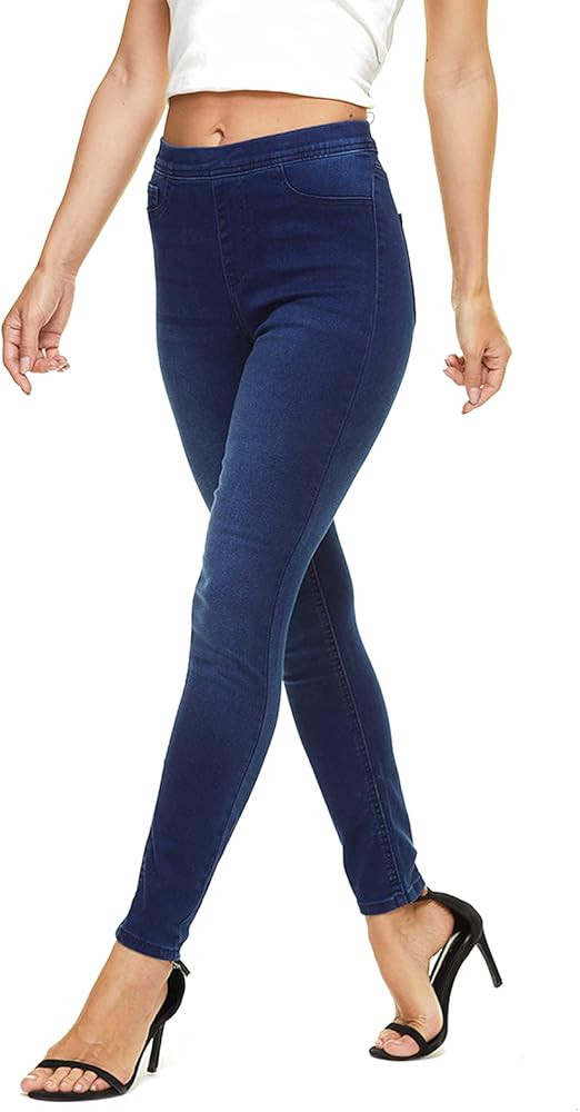 LICTZNEE Jeggings for Women High Waist, Stretchy Jeans Slim Fit Leg Pull on Jean with Pockets, So... | Amazon (US)