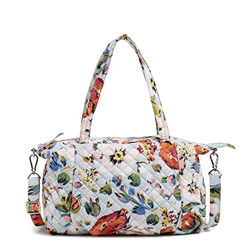 Vera Bradley Women's Cotton Pleated Multi-strap Shoulder Satchel Purse, Sea Air Floral - Recycled Cotton, One Size | Amazon (US)