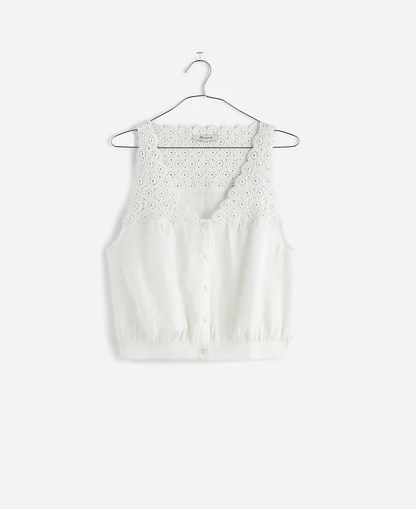 Embroidered V-Neck Bubble Top | Madewell | Madewell