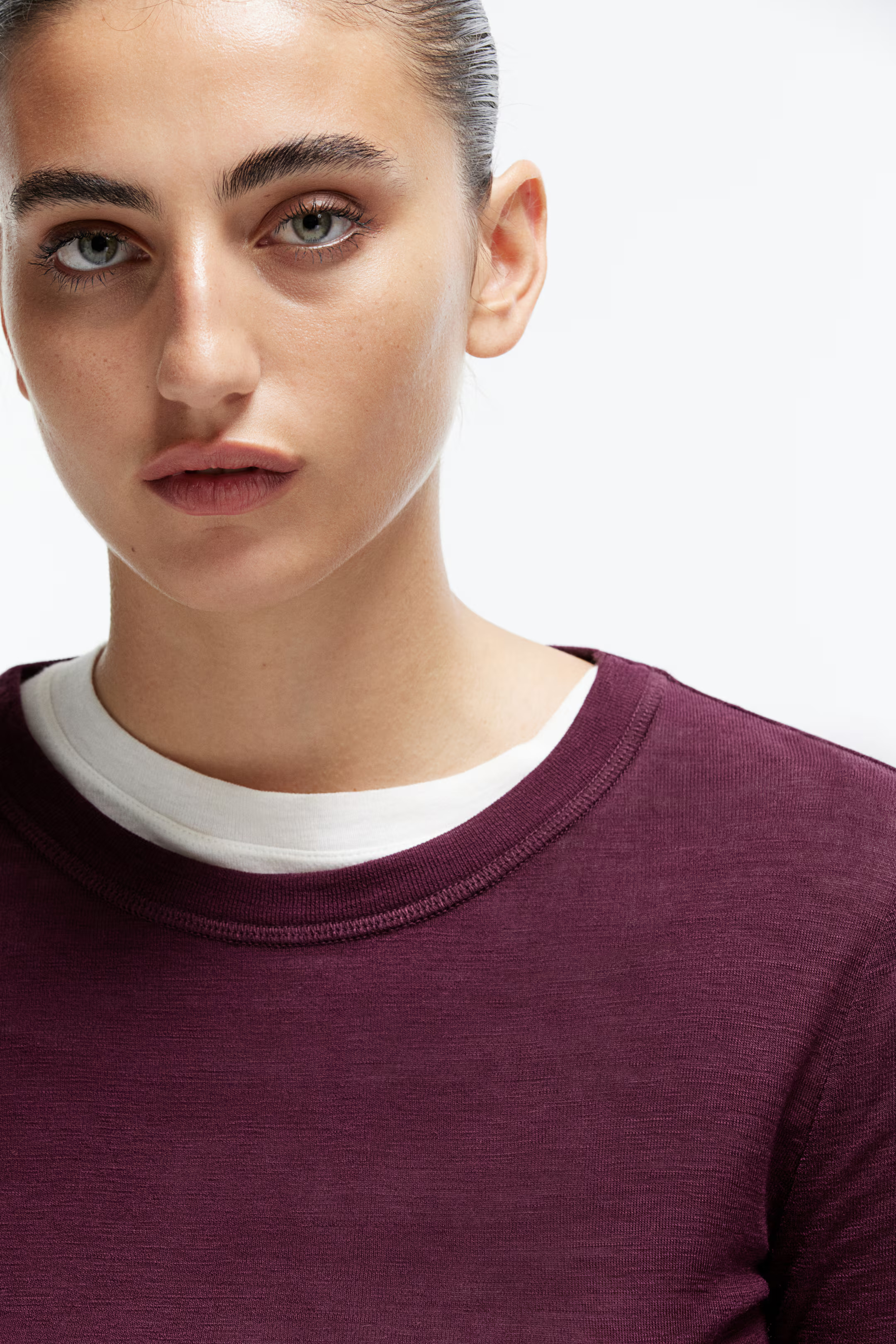 Fine-knit wool jumper - Burgundy - Ladies | H&M GB | H&M (UK, MY, IN, SG, PH, TW, HK)