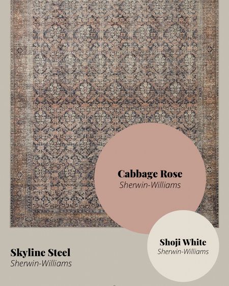 Amber Lewis x Loloi Billie Area Rug and paint color combinations | Sherwin Williams Paint Colors | Peel and Stick Paint Colors | Area Rug and Wall Color Combinations 