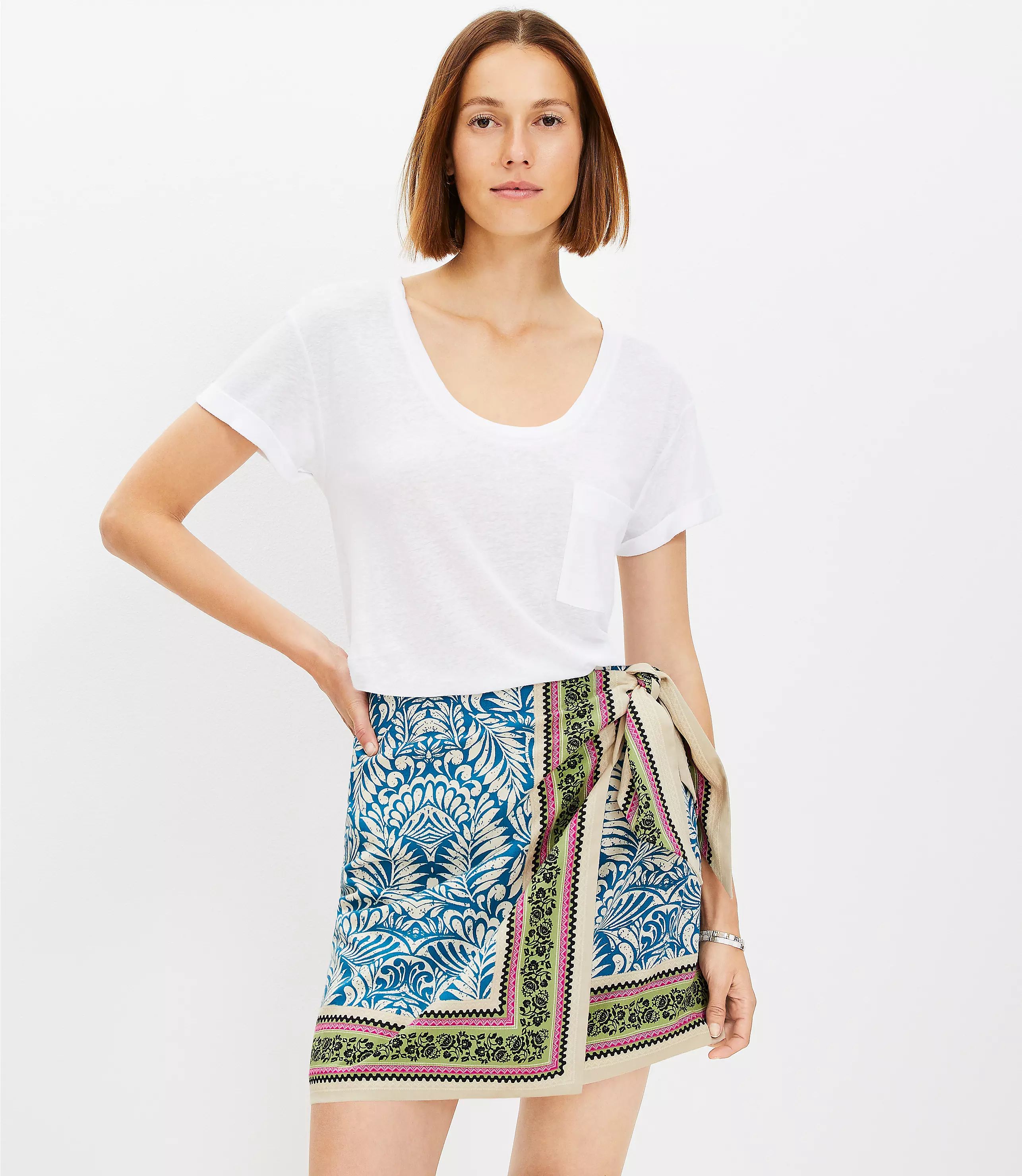 Petite Palm Mini Wrap Skirt | LOFT